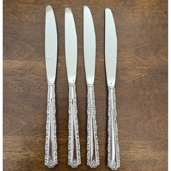 4 Oneida Deluxe Stainless CHERIE 9" Dinner Knives Floral Flatware - Picture 2 of 5